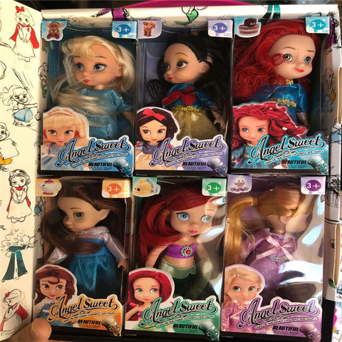 Disney-muñecas de hadas de princesas de Frozen, 6 unidades/juego, Blancanieves, sirenita, Anna, Elsa, muñeco de acción ► Foto 1/6