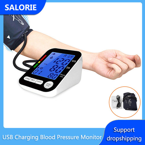 Monitor Digital de presión arterial recargable por USB, esfigmomanómetro LCD, medidor de presión arterial, detección de ritmo cardíaco Irregular ► Foto 1/6