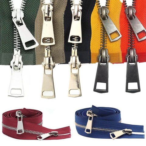 20/30/40/50/60/70/80cm 5 # de alta calidad-final doble deslizadores de cremallera de Metal artesanía bricolaje para tela de bolsillo bolsas de ropa ► Foto 1/1