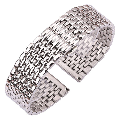 Correa de reloj de acero inoxidable para hombre y mujer, accesorio de pulsera de 16mm, 18mm, 20mm y 22mm de plata con extremo recto ► Foto 1/6