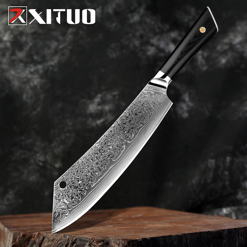 XITUO-cuchillo de Chef Vg 10, de acero damasco, japonés, cuchillo de carnicero chino, carnicero, carne, pescado, rebanador de cocina ► Foto 1/6