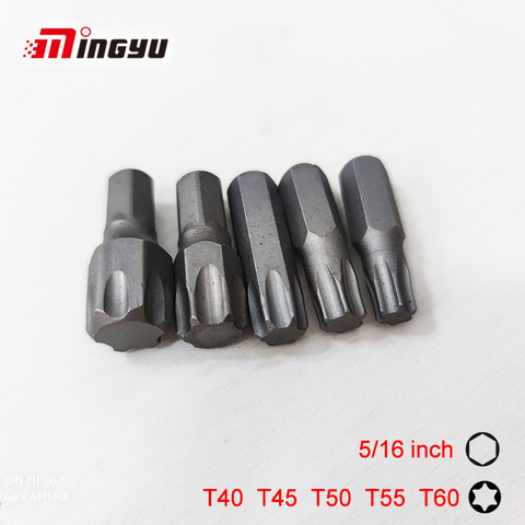 Uds Torx T40 T45 T50 T55 T60 Juego de puntas de destornillador Extra grande de 5/16 pulgadas mango tornillo conductor de Bits para herramienta manual de reparación estrella poco Kit ► Foto 1/5