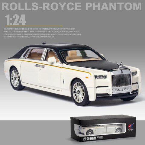 Coche de juguete de aleación fundida rolls-royce Phantom para niños, juguete de coche de sonido de simulación con luz extraíble, 1/24 ► Foto 1/6