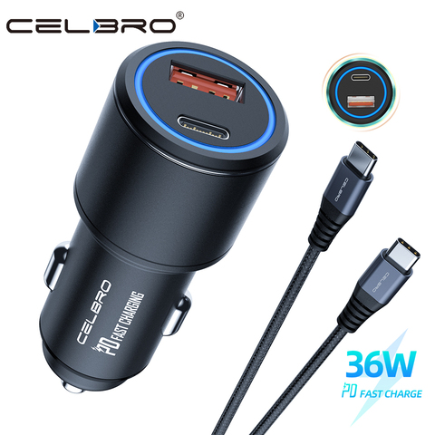 Cargador rápido de teléfono para coche, dispositivo de carga USB tipo C de 36W PD 3,0 para Samsung S20 Note 20 Ultra S21 PLUS, IPhone 12 Pro Max ► Foto 1/6