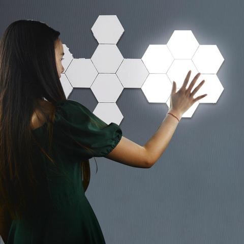 Lámparas LED de pared con Sensor táctil Quantum, lámpara de pared, decoración del hogar, ensamblaje Modular de nido de abeja creativo moderno, adsorción de Helios ► Foto 1/6