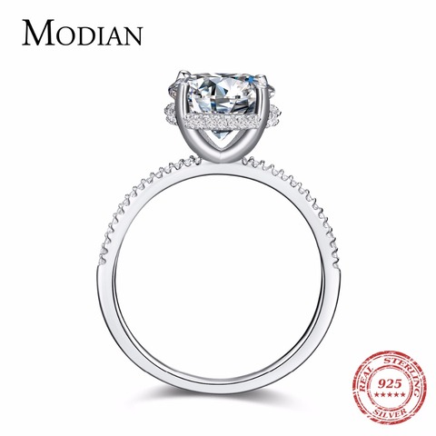 Modian Classic 100% Plata de Ley 925 auténtica anillo de lujo de circón de diez corazones joyería de boda de moda, anillos de compromiso para mujeres ► Foto 1/5