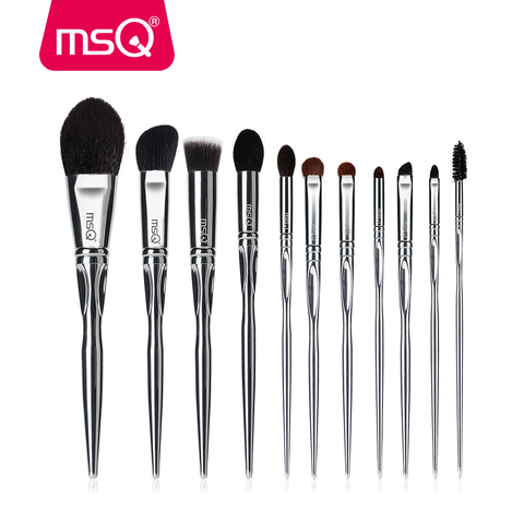 MSQ profesional 11 piezas pinceles de maquillaje en polvo clásica sombra de labios Fundación maquillaje cepillo de pelo Natural cobre virola ► Foto 1/6