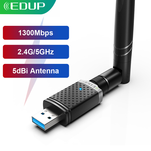 EDUP-adaptador WIFI USB de doble banda de 1300Mbps, 5G/2,4 Ghz, RTL8812BU, USB 3,0, AC, Wi-Fi, tarjeta de red para PC y portátil, accesorios ► Foto 1/6