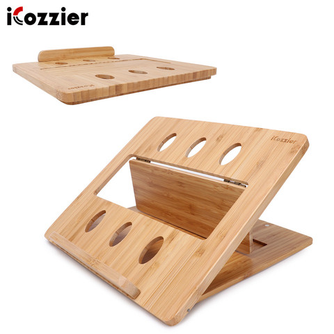 ICozzier-soporte plegable de bambú para portátil, soporte ajustable para ordenador, tableta, escritorio, cama, montaje de disipación de calor para Netbook ► Foto 1/6