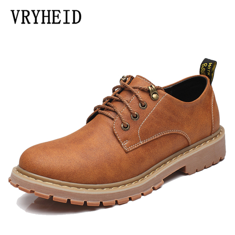 VRYHEID 2022 zapatos casuales para hombre, zapatos de cuero para hombre, zapatos de seguridad para el trabajo, Botas de tobillo impermeables de invierno Brogue de talla grande 37-47 ► Foto 1/6