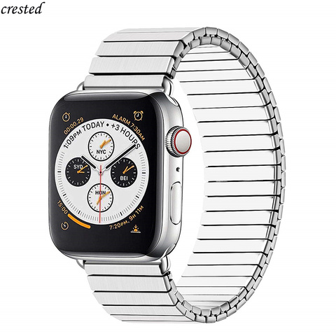 Correa elástica para Apple watch, banda de 44mm, 40mm, 42mm y 38mm, correa de reloj de acero inoxidable, pulsera de Metal iWatch series 3 4 5 se 6 ► Foto 1/6