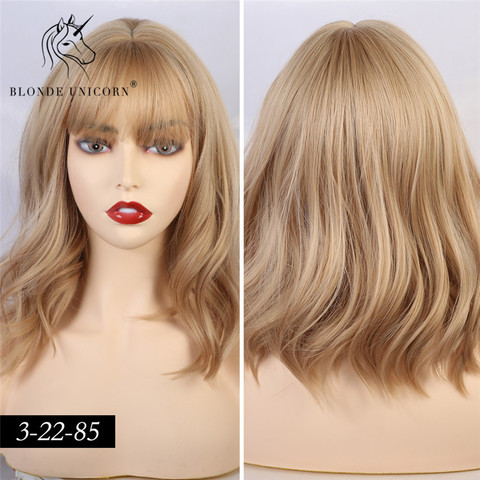 Pelucas BOB rizadas cortas con flequillo para mujer, cabello Natural marrón, negro y gris, fibra sintética resistente al calor ► Foto 1/6