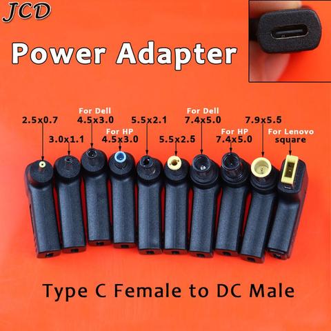 JCD USB tipo C hembra a 5,5x2,5*4,5*3,0*7,4*5,0*7,9*5,5mm adaptador de corriente para portátil conector DC macho para Lenovo Dell HP ► Foto 1/6