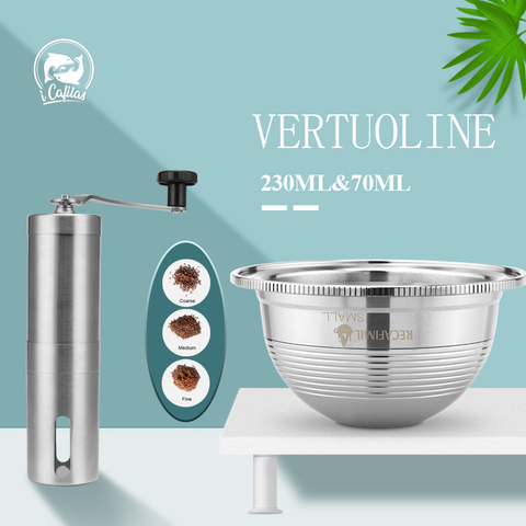 ICafilasVVIP Acero inoxidable reutilizable Copa grande para Nespresso Vertuo Filtro de cápsula de café Espresso Vertuoline ► Foto 1/5