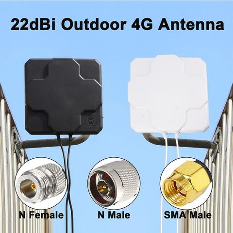 2 * 22dBi al aire libre 4G LTE MIMO antena Dual polarización Panel direccional externo antena para Wirness N / SMA macho 20cm Cable ► Foto 1/6