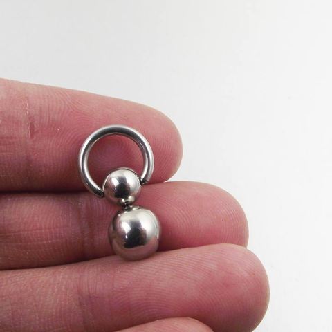 Anillos de aro de doble bola de acero inoxidable, pendiente de calabaza cucurbitácea BCR, anillo en el pezón, Piercing para el cuerpo, 1 unidad ► Foto 1/6