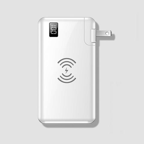 Banco de energía de 10000mAh, cargador QC3.0 inalámbrico de carga rápida, cargador de teléfono móvil para Samsung, iPhone 8, Banco de energía con enchufe ► Foto 1/6