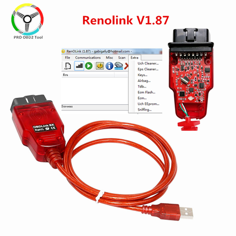 Renolink-Cable de diagnóstico V1.87, mejor que renolink V1.52 OBD2 para Renault ECU programador codificación de llaves Airbag reinicio Renolink 187 ► Foto 1/6