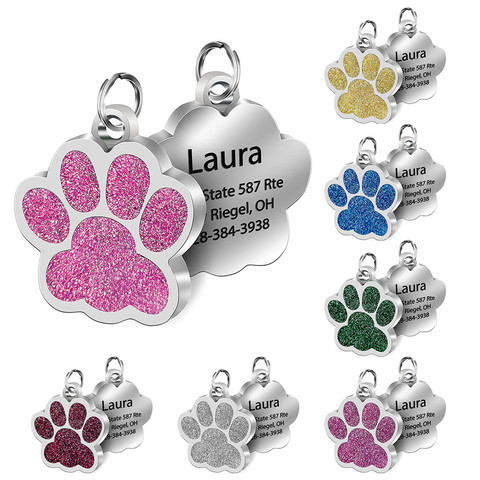 Etiquetas de identificación para mascotas personalizadas con Nombre de mascota grabado, Dirección de número, Collar para perro y gato, colgante para mascota, Collar para cachorro y gato, accesorios para Collar ► Foto 1/6