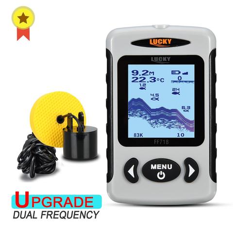 LUCKY FF718D-Ice-Localizador de peces portátil, Detector de frecuencia de Sonar doble de 2,2 M para aparejos de pesca en hielo, LCD de 200 pulgadas, 100 KHz/83KHz ► Foto 1/6