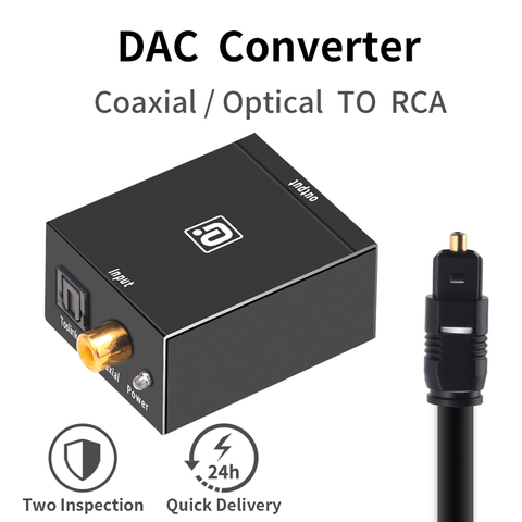 Convertidor de Audio Digital a analógico DAC con entrada de Toslink Coaxial óptico a salida analógica 3,5mm RCA decodificador de Audio para altavoz de TV ► Foto 1/6