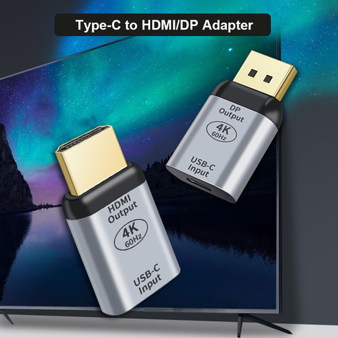 Adaptador USB tipo C hembra a HDMI DisplayPort DP macho 4K 60Hz para ordenador portátil, USB-C de teléfono a HDMI ► Foto 1/6