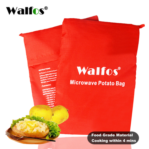 WALFOS 1 ud. Bolsa de patatas para microondas lavable para horno rápido (cocina 4 patatas a la vez) bolsa para cocinar al vapor en 4 minutos de fácil cocción ► Foto 1/6