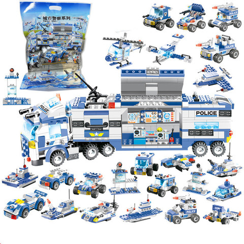 762 Uds. Robot de policía de ciudad avión coche conjunto de bloques de construcción modelo SWAT Playmobil creador conjunto juguetes educativos para niños ► Foto 1/2