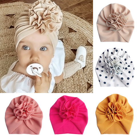 Gorro infantil para bebé con flores, turbante para la cabeza infantil, gorro para niño recién nacido, gorro para niño de 0 a 18m ► Foto 1/6