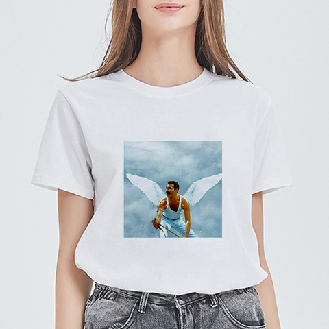 Showtly-Camiseta de la banda Queen de Freddie Mercury para mujer, ropa  Vintage informal para mujer, Tops para chica Harajuku, camisetas estéticas  - Historial de precios y revisión | Vendedor de AliExpress -
