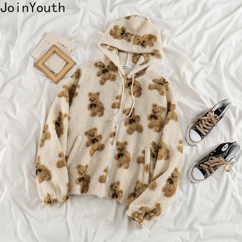 Joinyouth-Chaqueta con capucha de lana de oveja para mujer, Tops informales de gran tamaño, ropa de invierno, chaquetas bonitas coreanas ► Foto 1/6