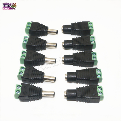 Unids/paquete de enchufe adaptador de corriente CC hembra 100mm x 5,5mm conector macho fácil para cámara CCTV 2,1 5050 tiras LED de un solo Color ► Foto 1/6