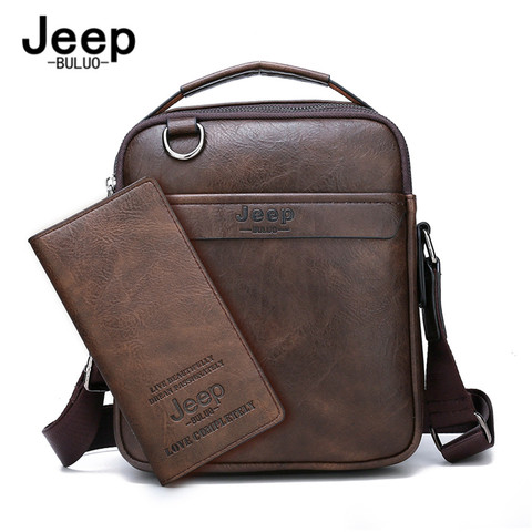 JEEP BULUO-Bolso de mano para hombre, de cuero Splite bandolera, conjunto de 2 piezas, cruzado, de negocios, para iPad, mini maletín ► Foto 1/6