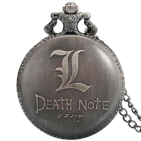 Reloj de bolsillo gris Death Note de cuarzo con colgante doble L, cadenas de reloj de bolsillo, collar de Anime Fobs, accesorios para collar Masculino, regalos ► Foto 1/6