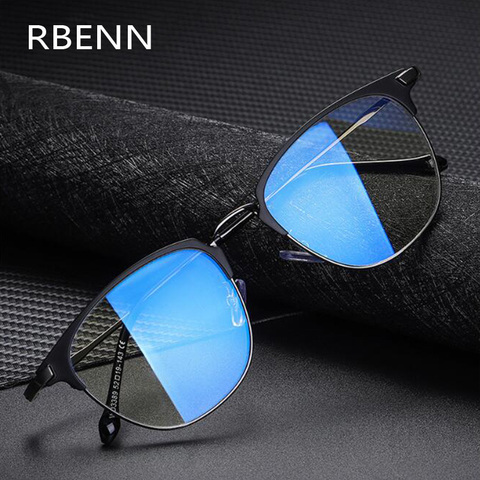 RBENN-Gafas de ordenador antiluz azul para hombre, anteojos de Gaming con bloqueo de luz azul y marco de Metal, antirreflejo, UV400, novedad de 2022 ► Foto 1/6