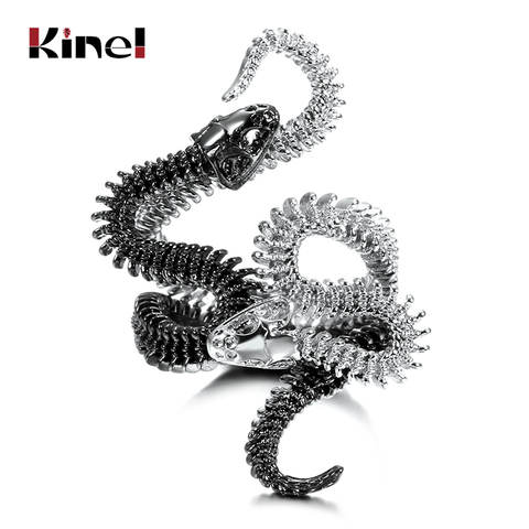 Kinel-anillos de serpiente para mujer, joyas de metal negro pesado Punk Rock zirconia, joyería Animal Vintage, envío directo ► Foto 1/6