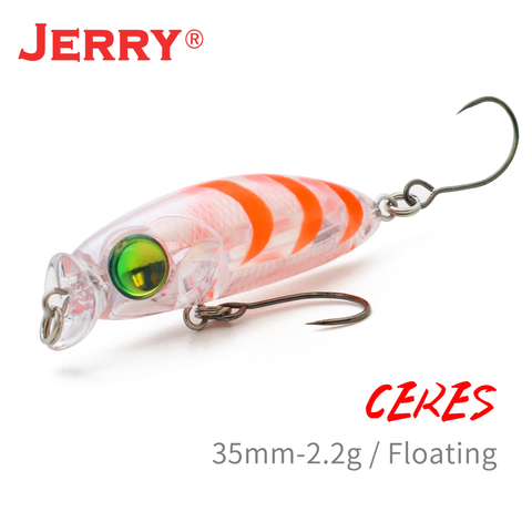 Jerry Ceres área perca de trucha señuelo de pesca topwater lrf flotante popper duro cebo 1.37in 35mm ultraligero plástico duro colores UV ► Foto 1/6