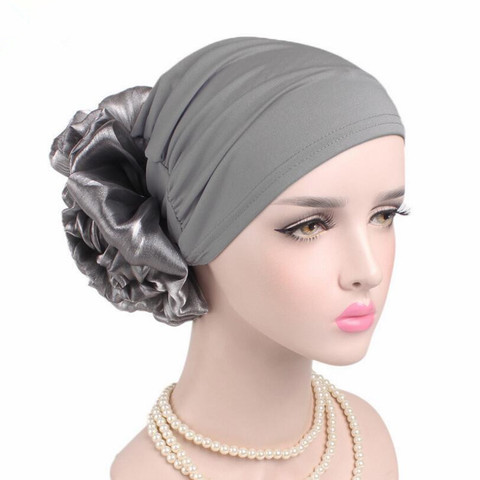 Mujer de moda gran Turbante de flores accesorios para el cabello elásticos de pelo bandas gorro para la quimio sombrero señoras bufanda Cap para la pérdida de cabello ► Foto 1/6