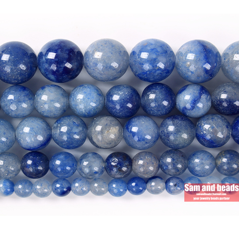 Abalorios redondos de Aventurina azul, piedra Natural, 4, 6, 8, 10, 12mm, tamaño a elegir, para fabricación de joyas, BAVB01, Envío Gratis ► Foto 1/2