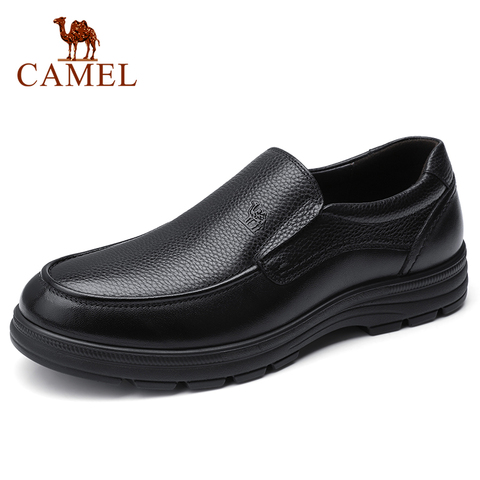 Zapatos para hombre CAMEL de cuero para verano, hombres de negocios, Casual, cuero cabelludo grande, juegos de cuero de vaca, zapatos de papá, antideslizantes, zapatos elásticos, hombres ► Foto 1/6