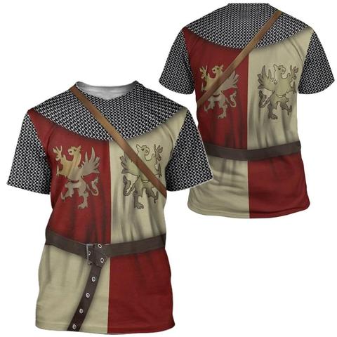 Camiseta con estampado 3D de armadura de caballeros, camisa de manga corta a la moda Harajuku de Caballeros Templarios, camiseta informal Unisex de calle de verano ► Foto 1/6