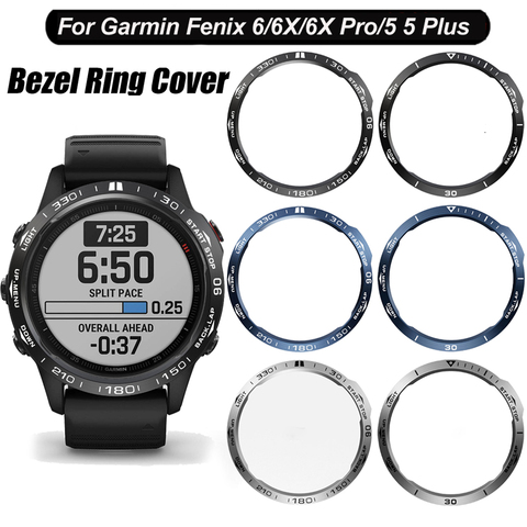 Anillos de bisel de acero para Garmin Fenix 6 Pro 6X Sapphire/5 Plus Fenix, cubierta de Metal antiarañazos, accesorios protectores para reloj ► Foto 1/6