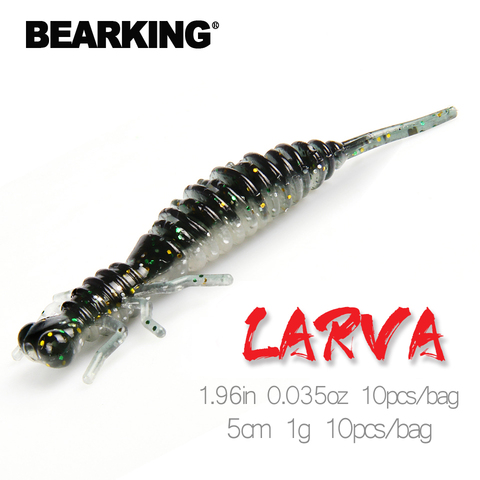 BEARKING Larva suaves señuelos de 5cm 1g 10 unids/bolsa pesca Artificial de silicona bajo Pike Minnow Swimbait Jigging de cebos gusano ► Foto 1/6