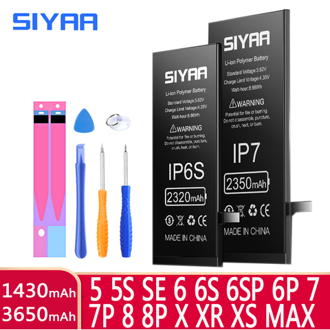 SIYAA de la batería para Apple iPhone 6 6S 7 8 Plus 5s 5 5c X SE XR XS MAX 6plus 7 7 8 plus 4s de reemplazo de batería para iPhone6 iPhone7 ► Foto 1/6