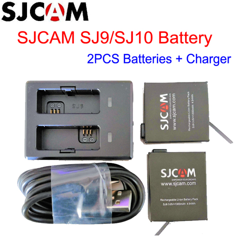 SJCAM SJ9/SJ10 de batería Universal (2x baterías + cargador) batería recargable de iones de litio de 1300mAh para la cámara SJCAM SJ9/SJ10 Cámara de la serie ► Foto 1/6