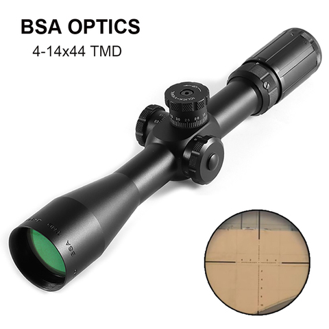 BSA-mira telescópica TMD 4-14X44 FFP para Rifle de caza, primer plano Focal, retícula de punto Mil de cristal, óptica táctica, paralaje lateral ► Foto 1/6