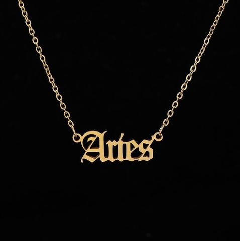 Collares con diseño de la constelación del zodiaco para mujer, joyería de estilo antiguo, con letras, Aries, Tauro, Géminis, Collier, novedad de 2022 ► Foto 1/6