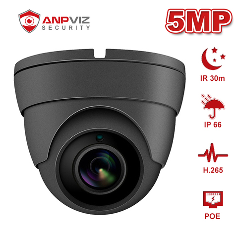 Anpviz-cámara IP domo de 5MP, videocámara de seguridad POE con Audio para el hogar/exterior, H.265, IR, 30m, vigilancia, impermeable, IP66, ONVIF ► Foto 1/6