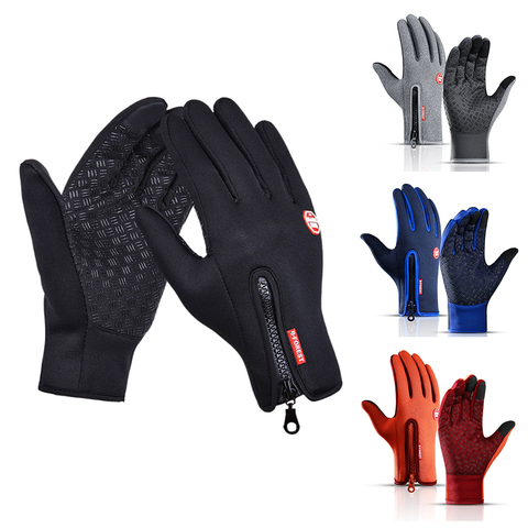 Guantes cálidos de invierno para hombre y mujer, resistentes al agua, antideslizantes, para deportes, pesca, esquí, ejército, ciclismo resistente al viento, color negro ► Foto 1/6