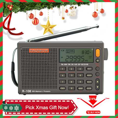 Radiwow-R-108 SIHUADON, Radio Digital PORTÁTIL ESTÉREO FM, alarma de sonido, reloj con pantalla de funciones, altavoz de temperatura como regalo para Padres ► Foto 1/6